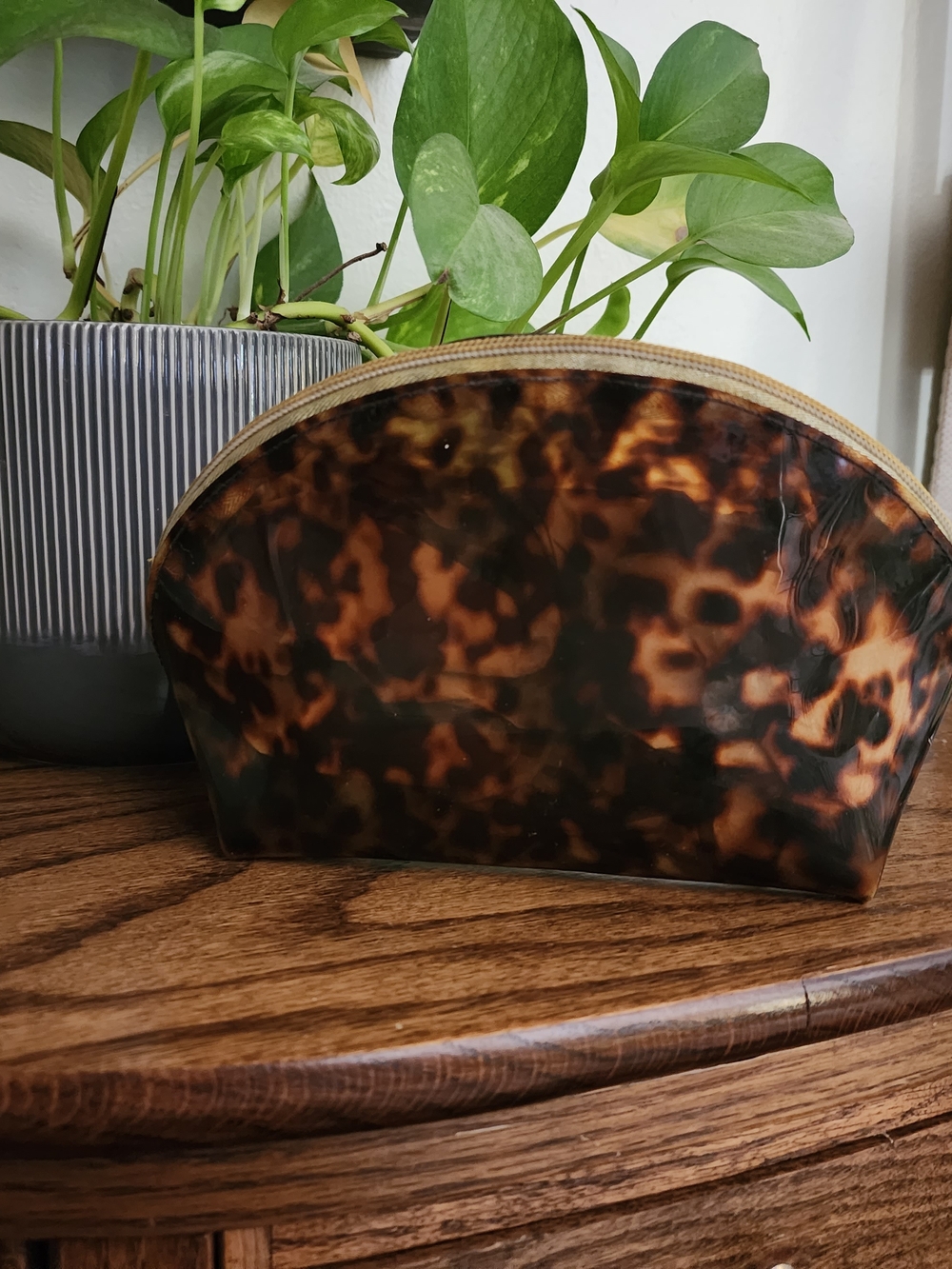 Vintage Alan Stuart NY Tortoise Shell Makeup Pouch